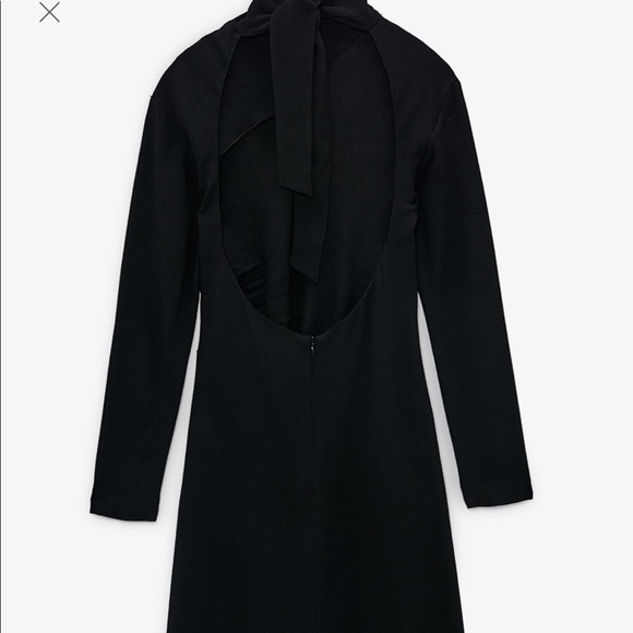 ZARA OPEN BACK BLACK MOCK NECK DRESS - Picture 3 of 4